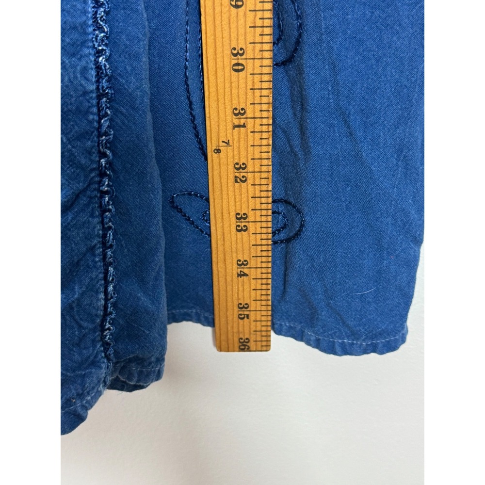 Boho Catalog Classics Womens 1X Midi Skirt Blue Embroidered Rayon Lace Tassel - Picture 7 of 7
